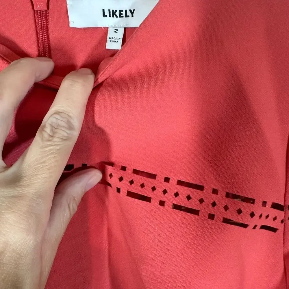 Likely Solace‎ Eyelet Cutout Coral Mini Dress NWOT